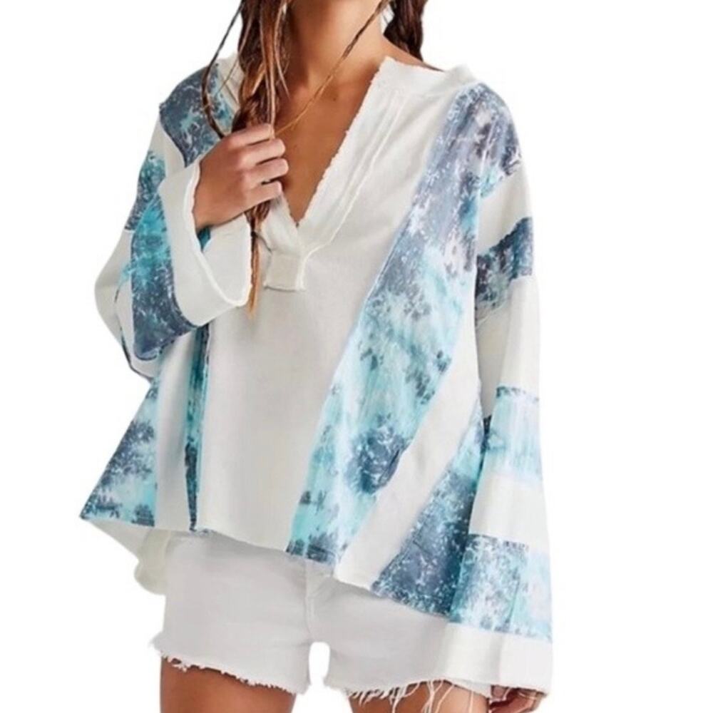 Free People We The Free Bell Sleeve Top Oversized Cotton Boho Small